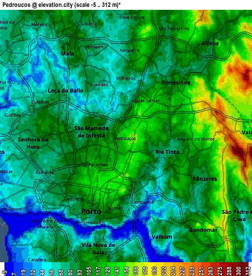 Zoom OUT 2x Pedrouços, Portugal elevation map