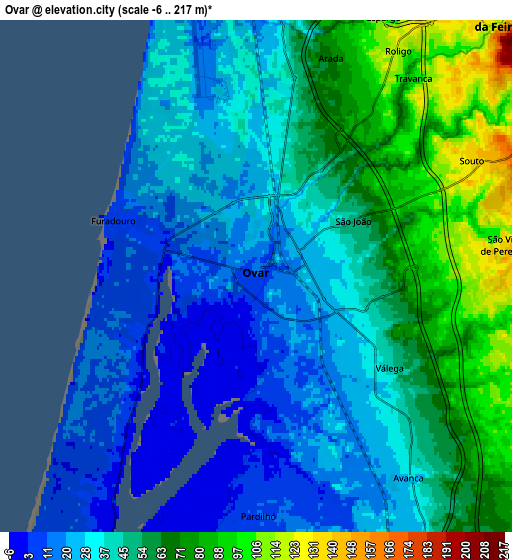 Zoom OUT 2x Ovar, Portugal elevation map