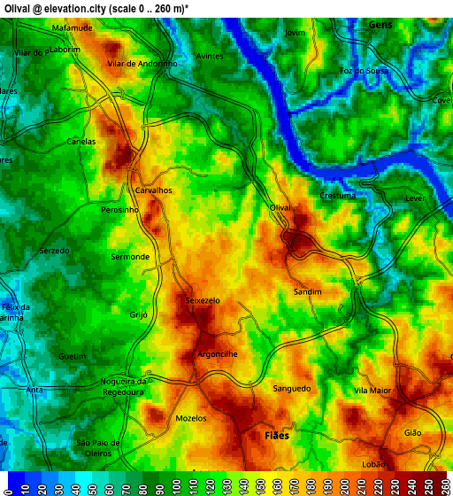 Zoom OUT 2x Olival, Portugal elevation map