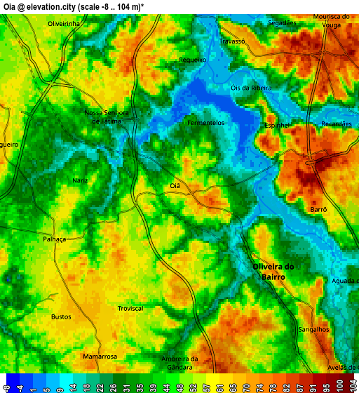 Zoom OUT 2x Oiã, Portugal elevation map