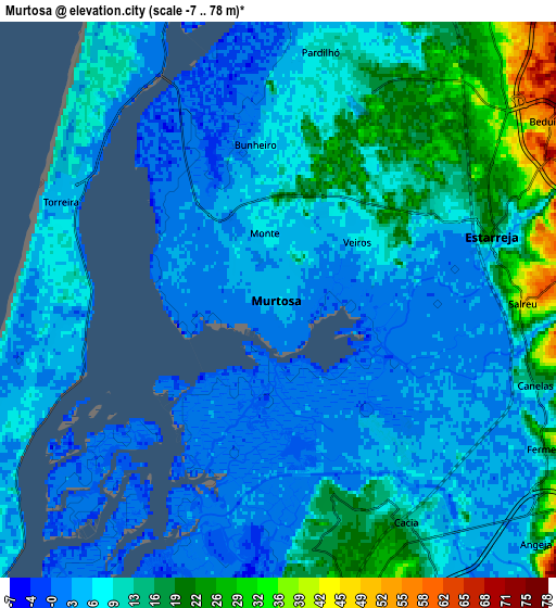 Zoom OUT 2x Murtosa, Portugal elevation map