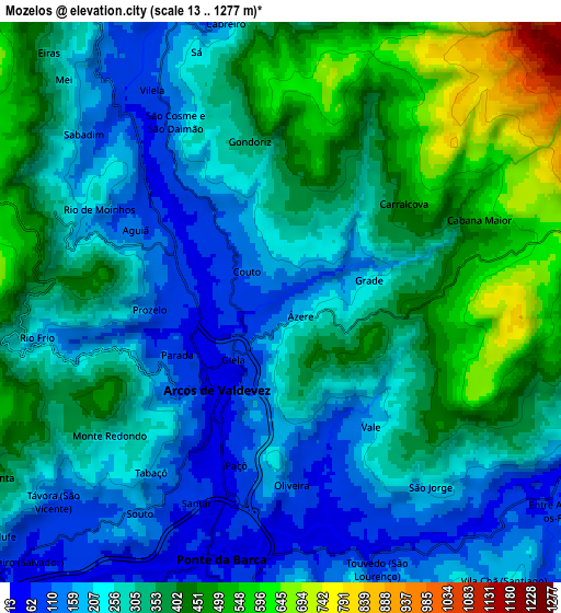 Zoom OUT 2x Mozelos, Portugal elevation map