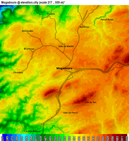 Zoom OUT 2x Mogadouro, Portugal elevation map