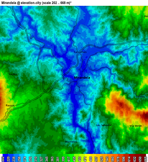 Zoom OUT 2x Mirandela, Portugal elevation map