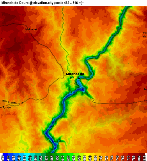 Zoom OUT 2x Miranda do Douro, Portugal elevation map
