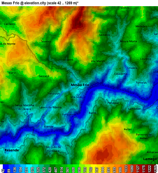 Zoom OUT 2x Mesão Frio, Portugal elevation map