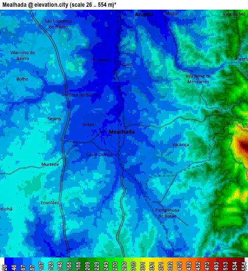 Zoom OUT 2x Mealhada, Portugal elevation map