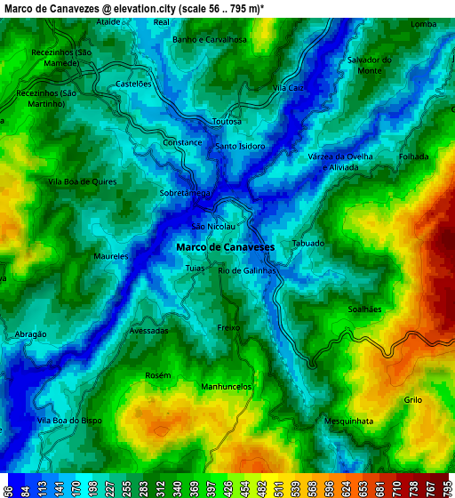 Zoom OUT 2x Marco de Canavezes, Portugal elevation map