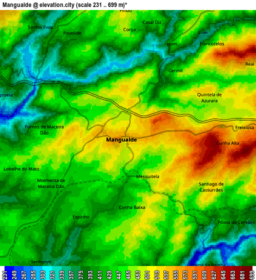 Zoom OUT 2x Mangualde, Portugal elevation map