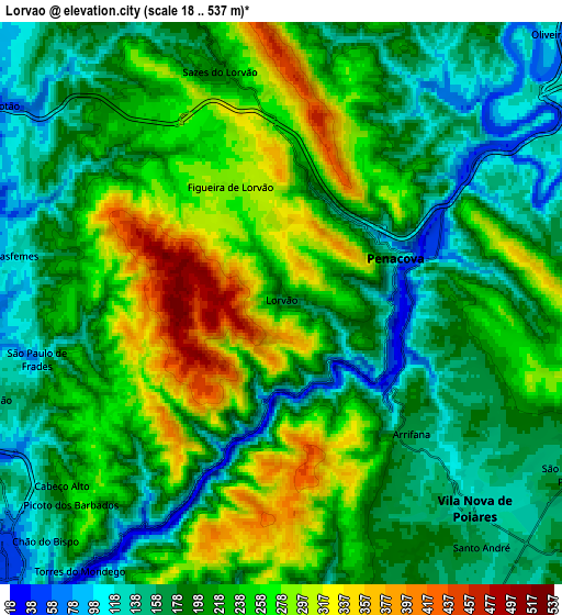 Zoom OUT 2x Lorvão, Portugal elevation map