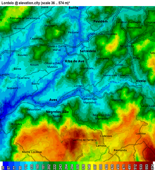 Zoom OUT 2x Lordelo, Portugal elevation map
