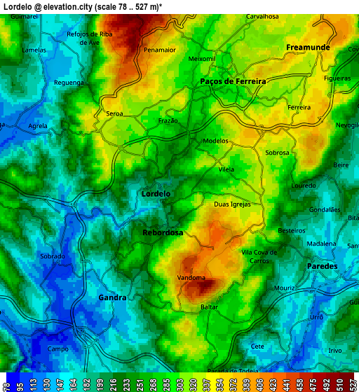 Zoom OUT 2x Lordelo, Portugal elevation map