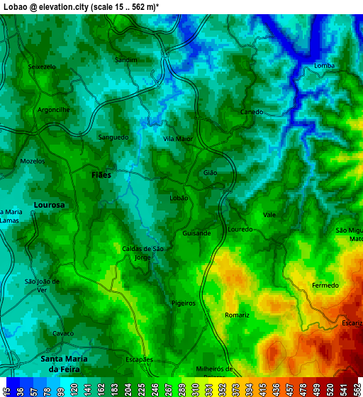 Zoom OUT 2x Lobão, Portugal elevation map