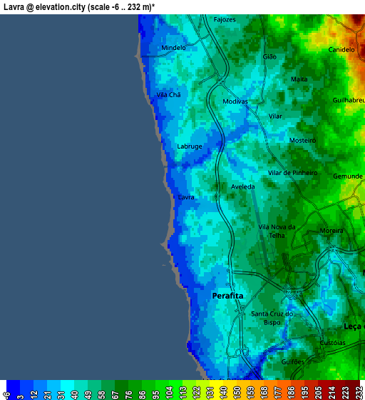 Zoom OUT 2x Lavra, Portugal elevation map