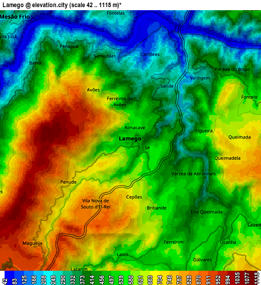 Zoom OUT 2x Lamego, Portugal elevation map