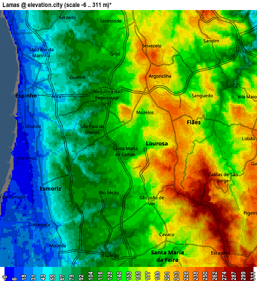 Zoom OUT 2x Lamas, Portugal elevation map