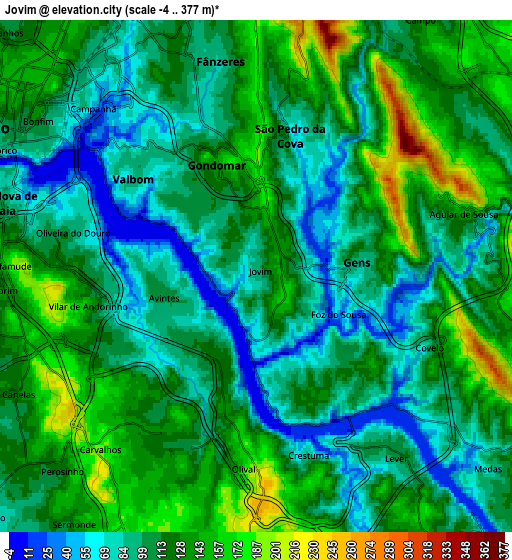 Zoom OUT 2x Jovim, Portugal elevation map