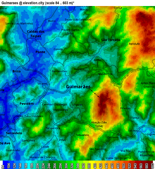 Zoom OUT 2x Guimarães, Portugal elevation map