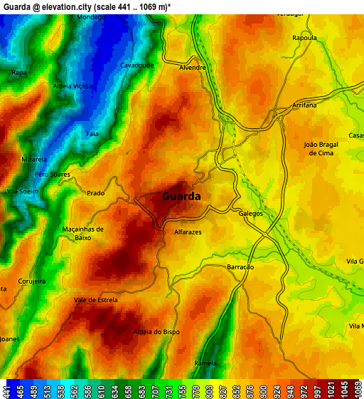 Zoom OUT 2x Guarda, Portugal elevation map