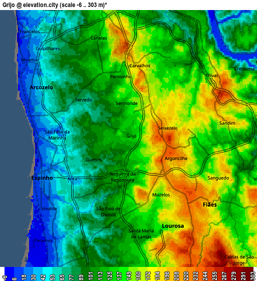 Zoom OUT 2x Grijó, Portugal elevation map