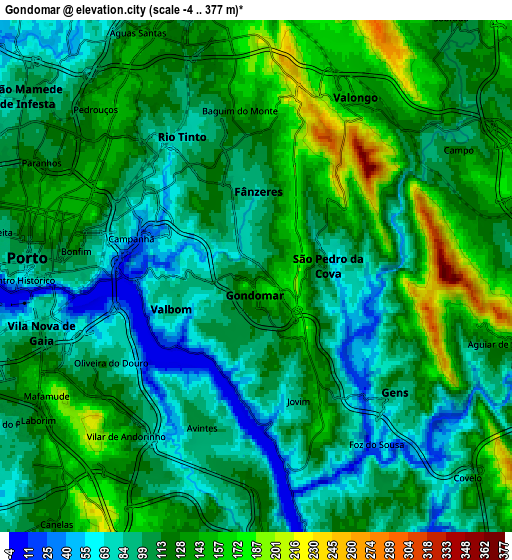 Zoom OUT 2x Gondomar, Portugal elevation map