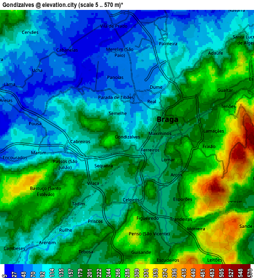 Zoom OUT 2x Gondizalves, Portugal elevation map