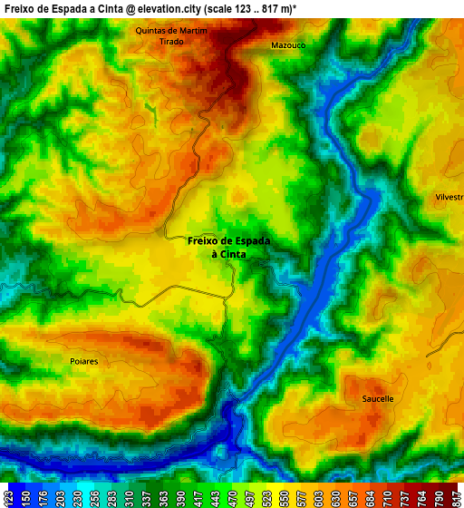 Zoom OUT 2x Freixo de Espada à Cinta, Portugal elevation map