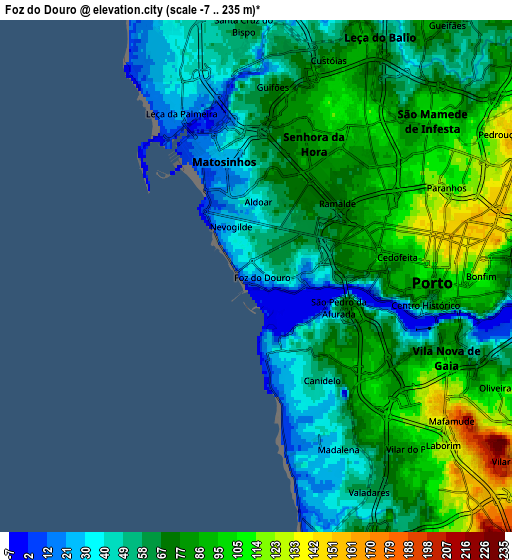 Zoom OUT 2x Foz do Douro, Portugal elevation map