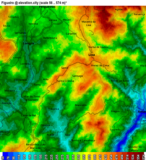 Zoom OUT 2x Figueiró, Portugal elevation map