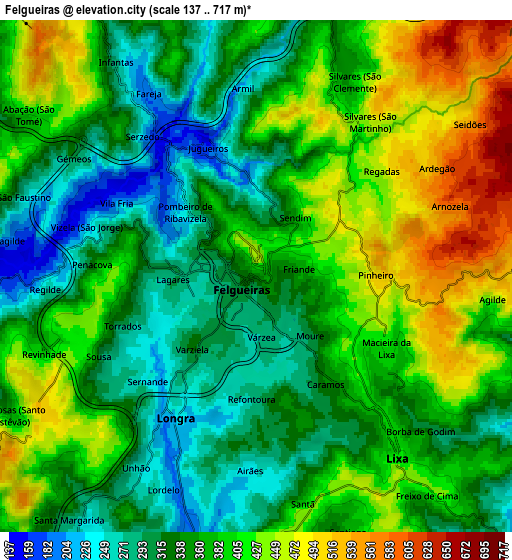 Zoom OUT 2x Felgueiras, Portugal elevation map