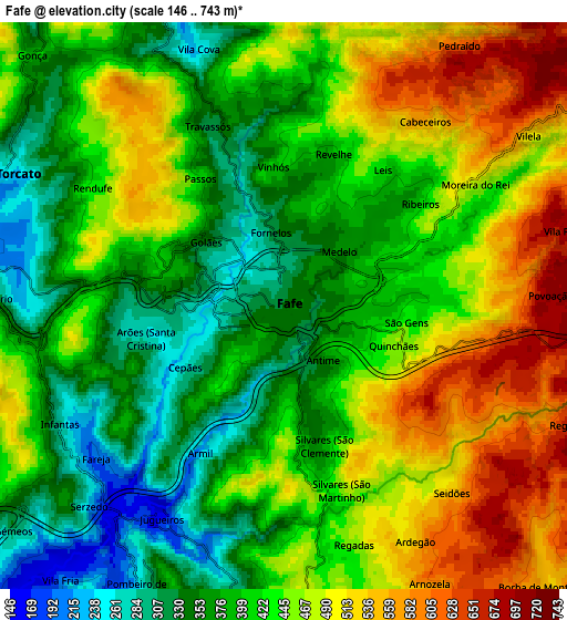 Zoom OUT 2x Fafe, Portugal elevation map