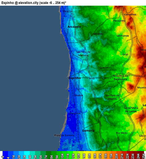 Zoom OUT 2x Espinho, Portugal elevation map