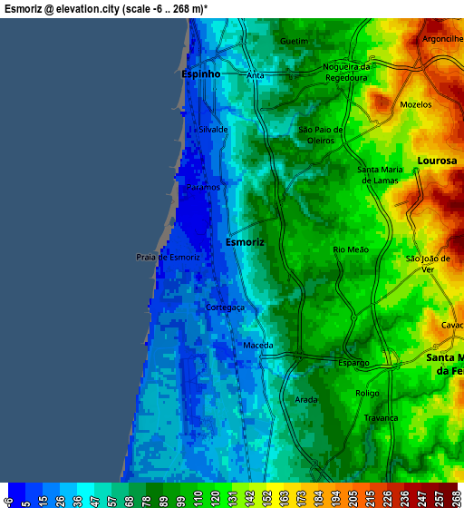 Zoom OUT 2x Esmoriz, Portugal elevation map