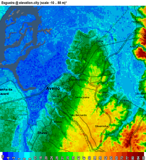 Zoom OUT 2x Esgueira, Portugal elevation map