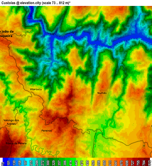 Zoom OUT 2x Custoias, Portugal elevation map