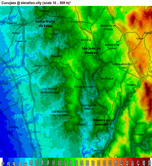 Zoom OUT 2x Cucujães, Portugal elevation map