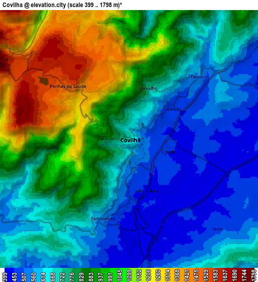 Zoom OUT 2x Covilhã, Portugal elevation map