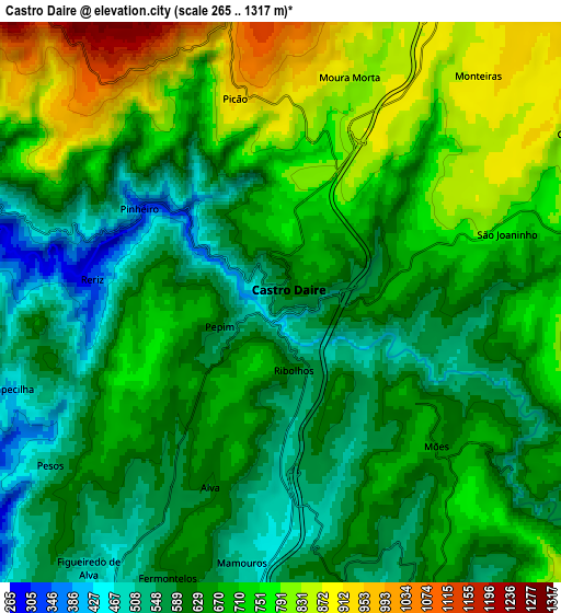Zoom OUT 2x Castro Daire, Portugal elevation map