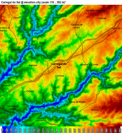 Zoom OUT 2x Carregal do Sal, Portugal elevation map