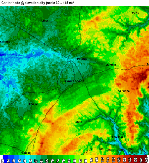 Zoom OUT 2x Cantanhede, Portugal elevation map