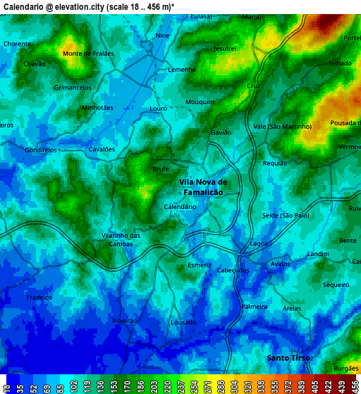 Zoom OUT 2x Calendário, Portugal elevation map