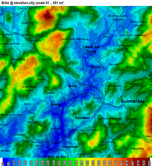 Zoom OUT 2x Brito, Portugal elevation map