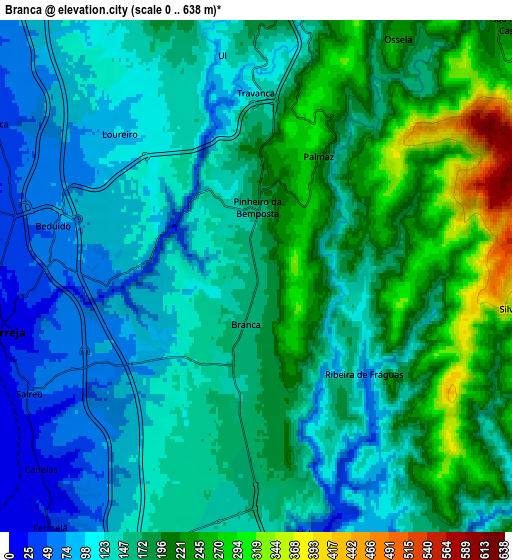 Zoom OUT 2x Branca, Portugal elevation map