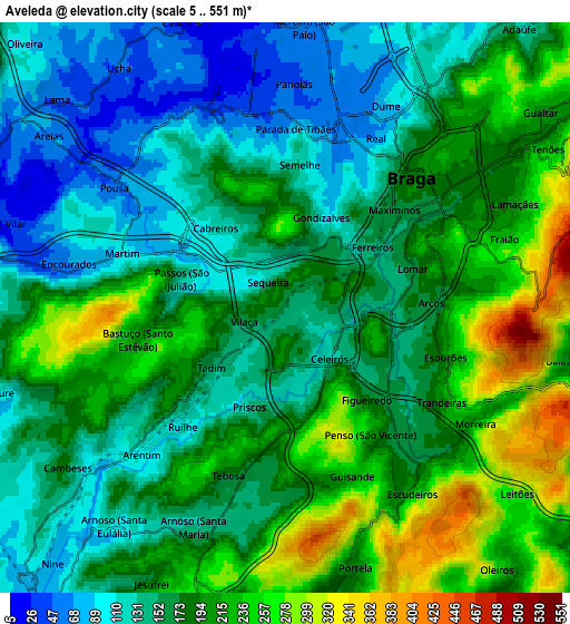 Zoom OUT 2x Aveleda, Portugal elevation map