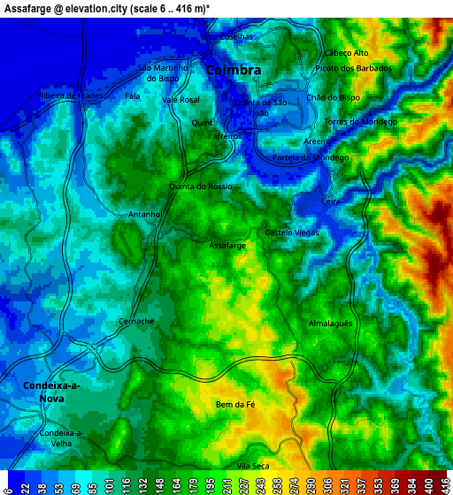 Zoom OUT 2x Assafarge, Portugal elevation map