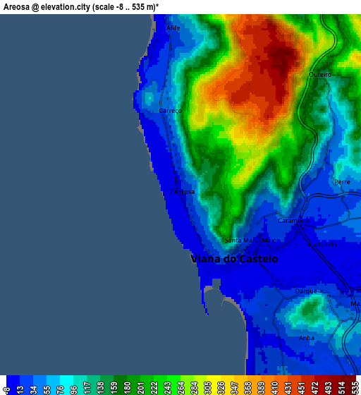 Zoom OUT 2x Areosa, Portugal elevation map