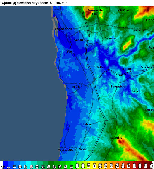 Zoom OUT 2x Apúlia, Portugal elevation map