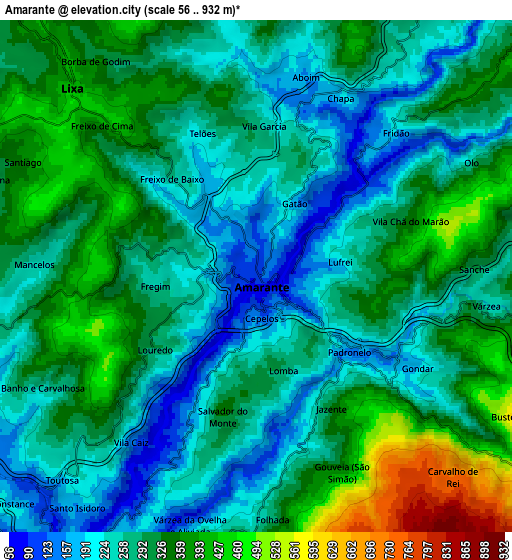 Zoom OUT 2x Amarante, Portugal elevation map
