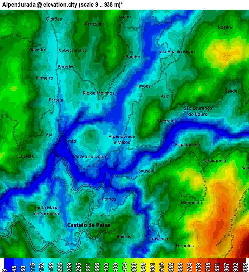 Zoom OUT 2x Alpendurada, Portugal elevation map