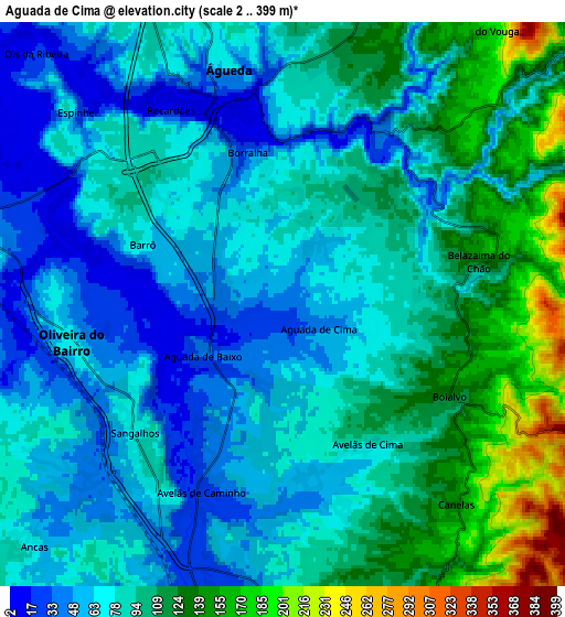 Zoom OUT 2x Aguada de Cima, Portugal elevation map
